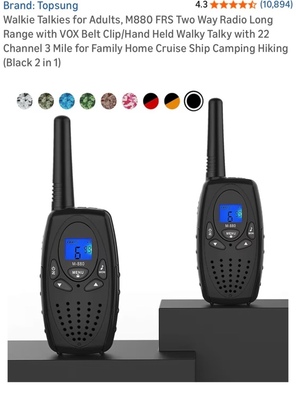 M-880 Black Portable Two-Way Radios (Pair)